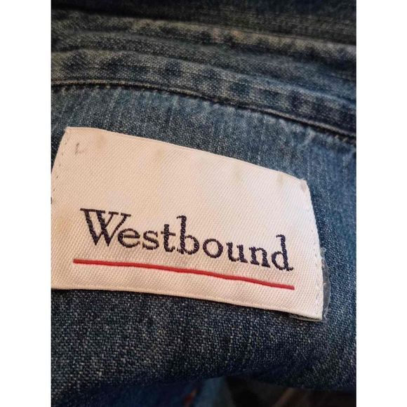 Westbound Embroidered Blue Denim Button Front Long Sleeve Shirt Size Medium - Picture 6 of 6